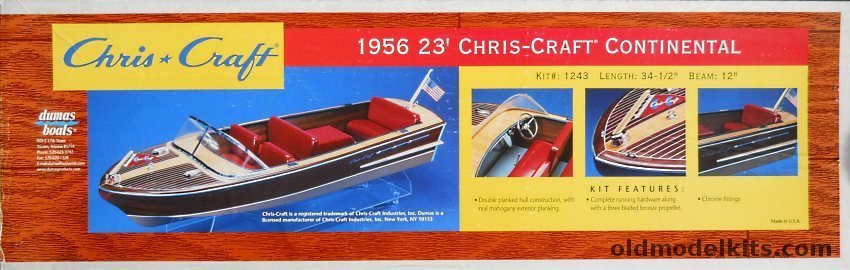 Dumas Chris Craft 1956 Continental 23' - 34.5 Inch Long RC Ship, 1243 plastic model kit